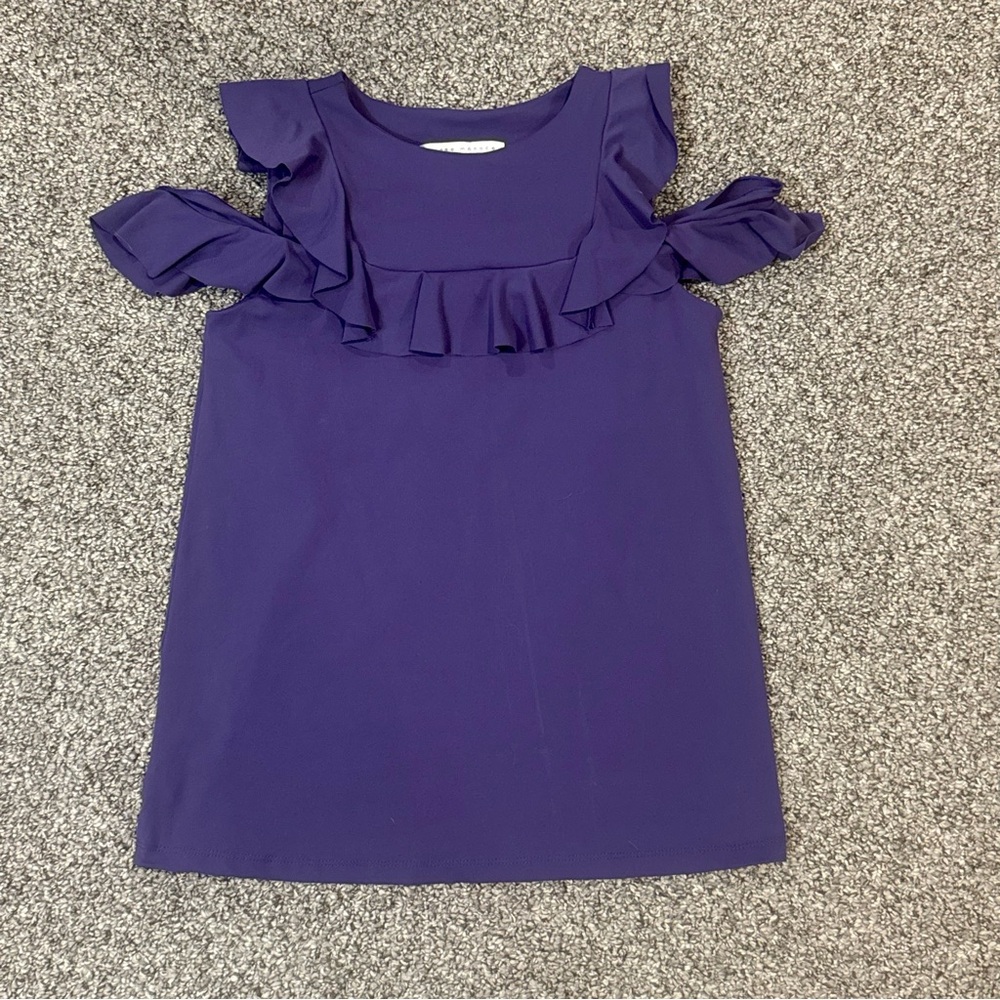 Susana Monaco Purple Cold-Shoulder Ruffle Top - Picture 2 of 6